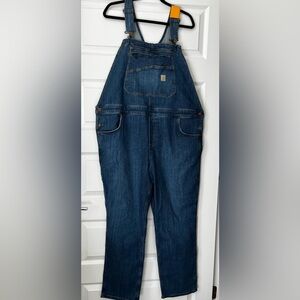 NWT Carhartt XL 16-18 Women's Rugged Flex Denim Jean Overalls Relaxed Fit